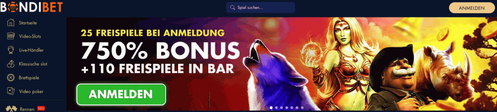 Bondi Bet Casino Lobby