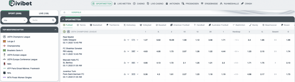 vibet Casino - Sportwetten-Anbieter №2